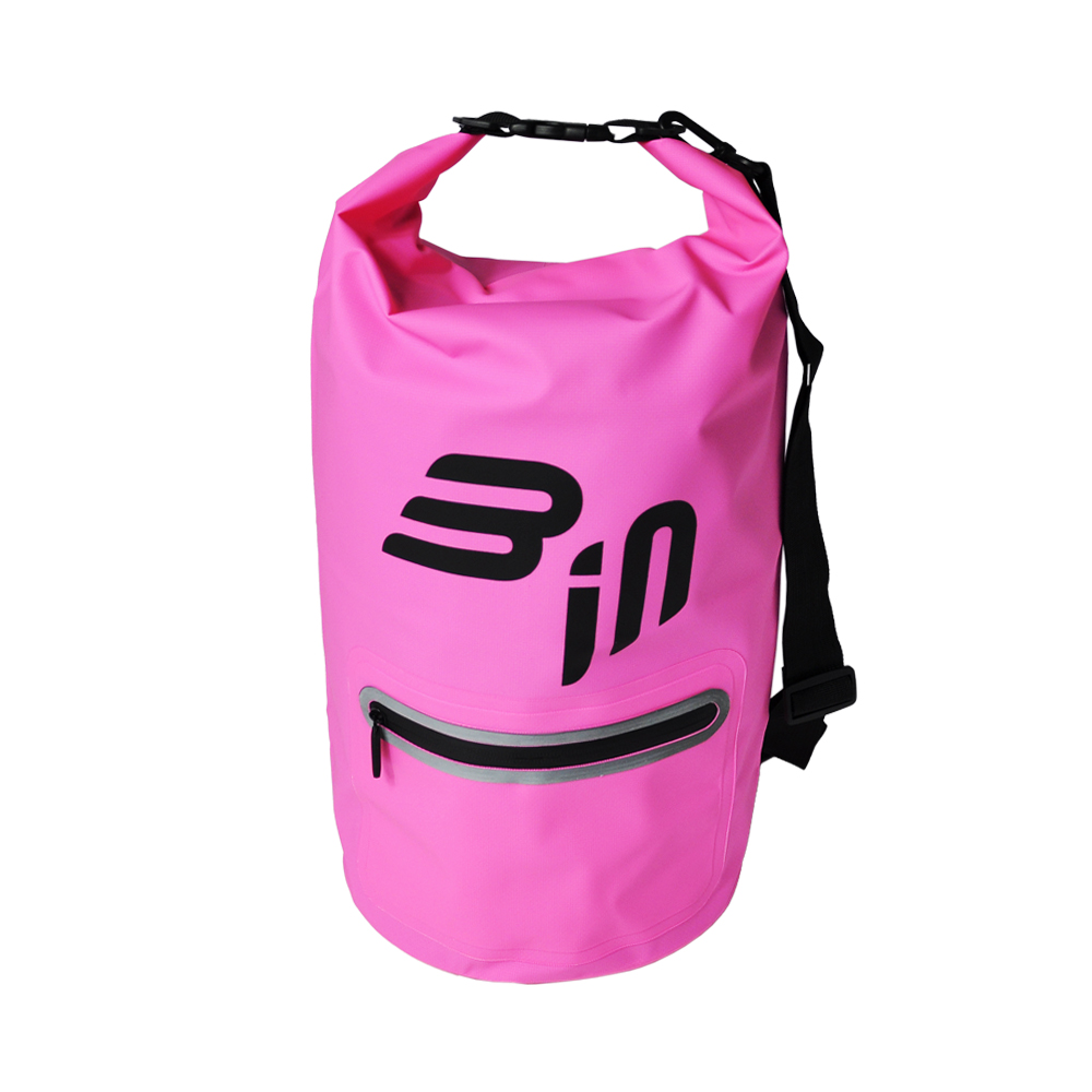 B-in Dry Bag Adventure | 15 l | Wasserdichter Seesack mit Traggurt & Aussentasche | Pink