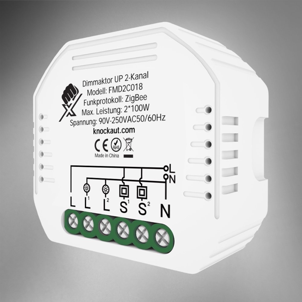 KnockautX Dimmaktor Unterputz 2-Kanal